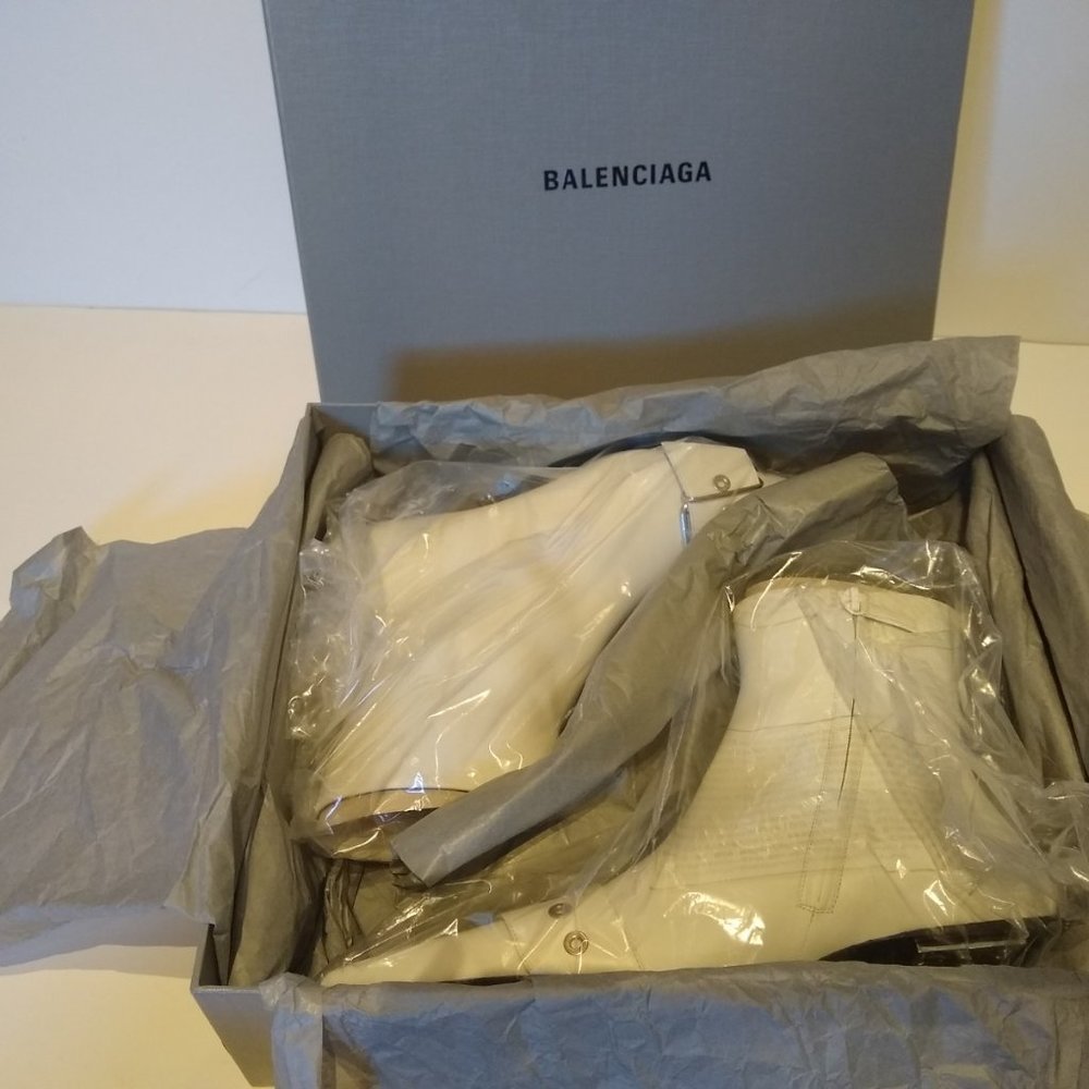 Balenciaga Square Knife Belt Boots White Kitten Heel 37 - Picture 15 of 16